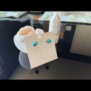 Raw Turquoise 14k Gold Earrings